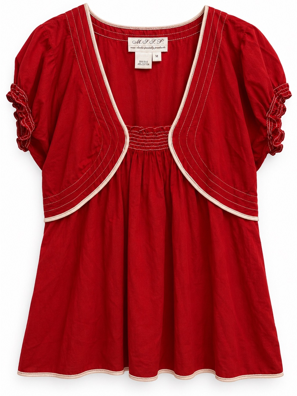 Women's Red Short Sleeve Bolero-Style Top